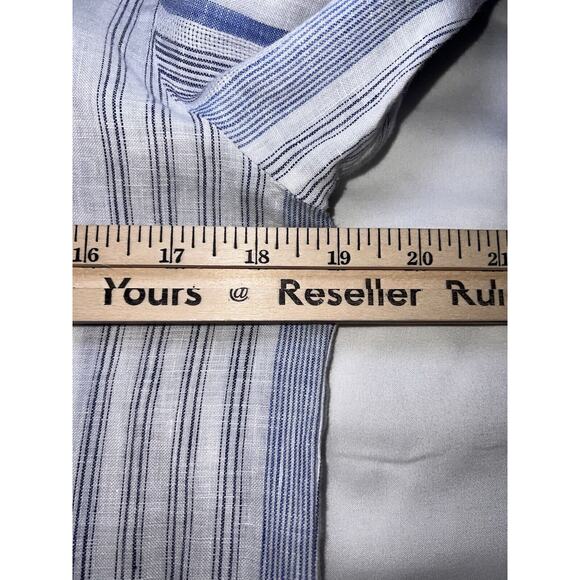 Lafayette 148 Shirt Women's Size S Blue Striped Button Up Long Sleeve 100% Linen - Picture 7 of 12